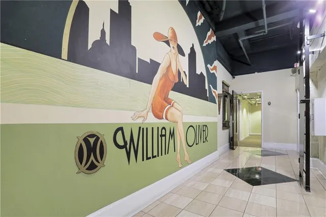 a front view of a building with glass door