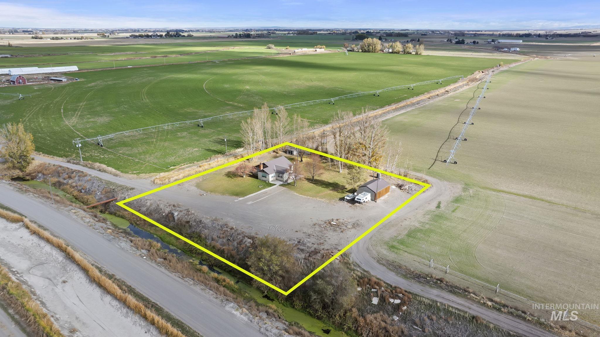 128 South 100 East Rupert, ID 83350 - Photo 41 of 44 Aerial view of sparsely populated area with property parcel outlined