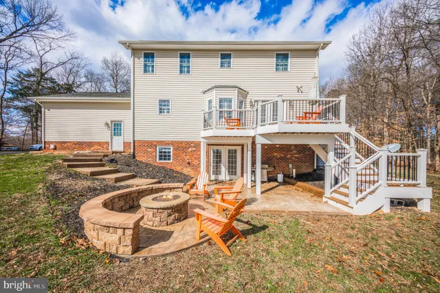 front view of a house with a patio