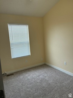 7936 Wycliffe Way Eagle Mountain, UT 84005 - Photo 23 of 37 Carpeted room featuring a single window with horizontal blinds, neutral wall paint, and white baseboards