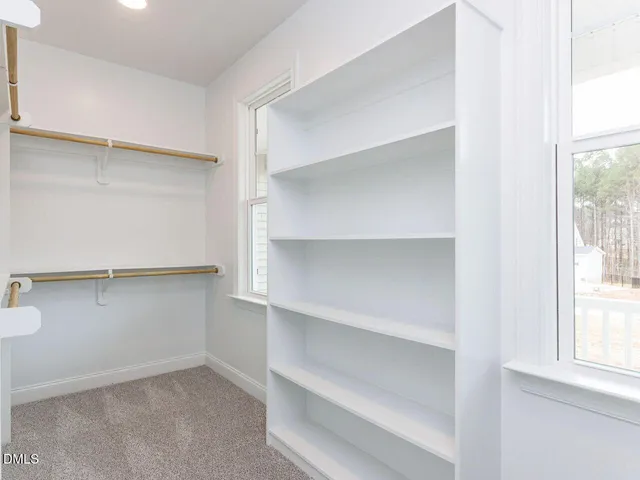a view of an empty walk in closet
