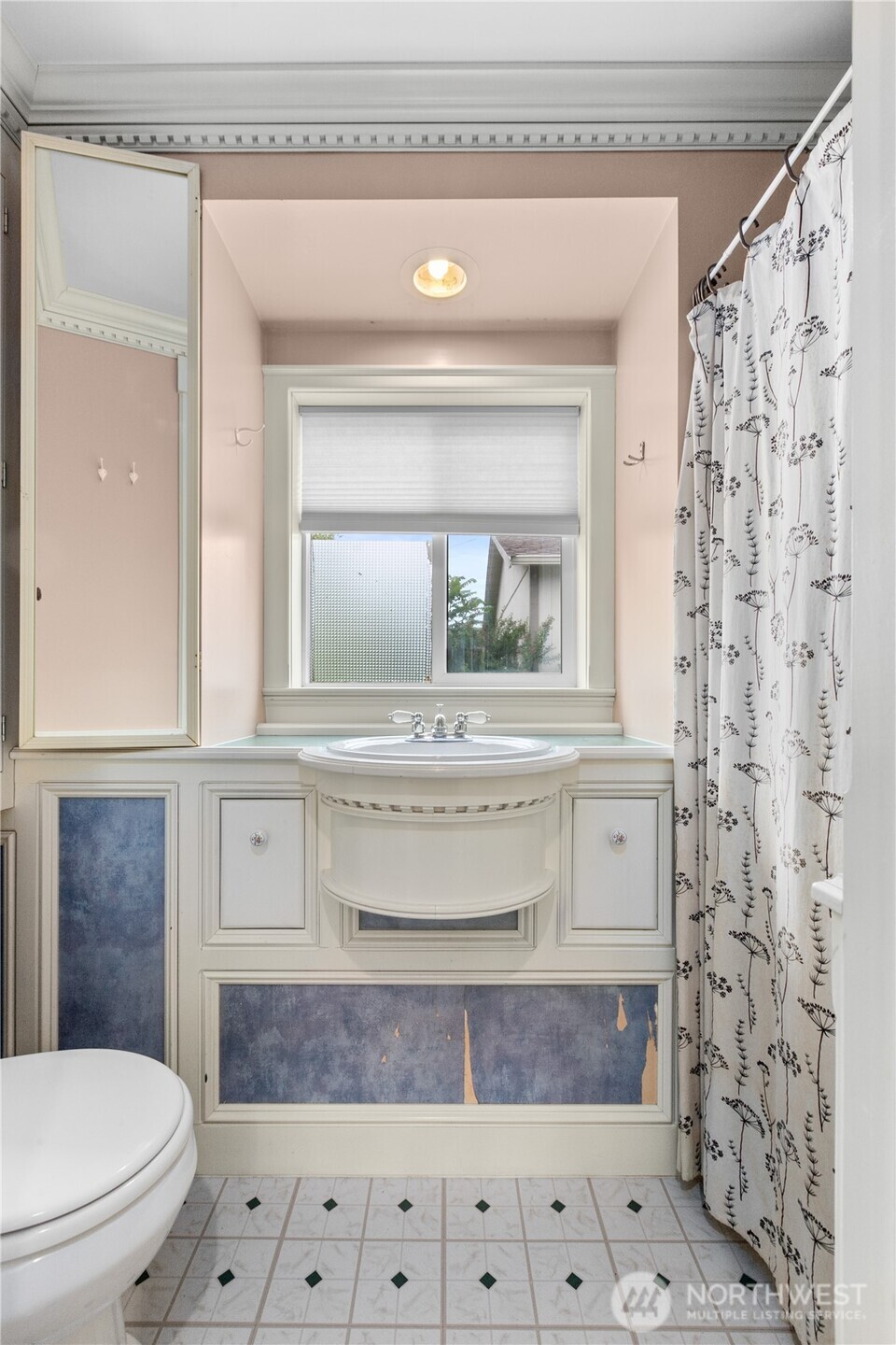 1108 18th Street Anacortes, WA 98221 - Photo 16 of 37 a bathroom with a sink a toilet and a mirror