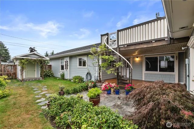 a view of a wooden chairs in patio