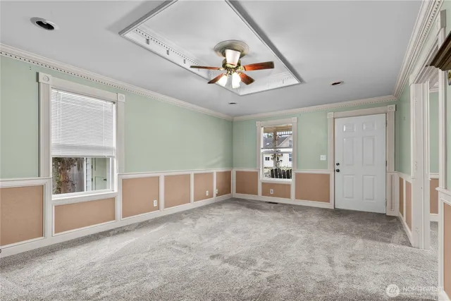 an empty room with windows