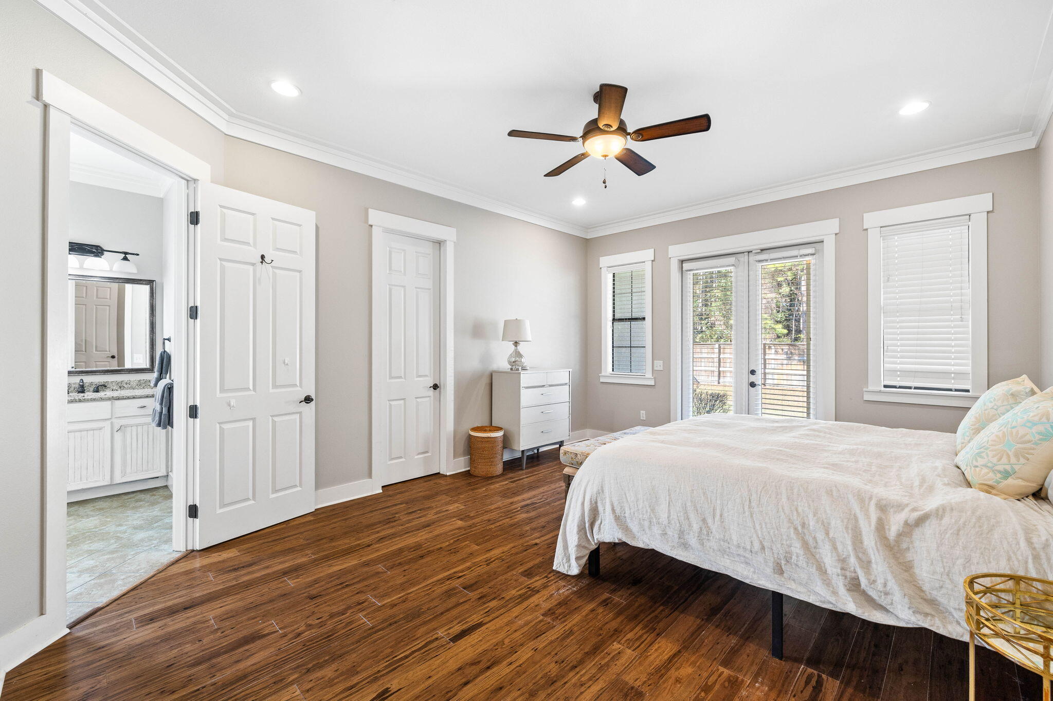 144 Preston Path Santa Rosa Beach, FL 32459 - Photo 42 of 60 a bedroom with a bed and wooden floor