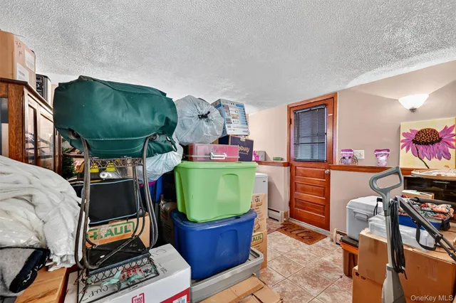 a room with furniture and a mirror