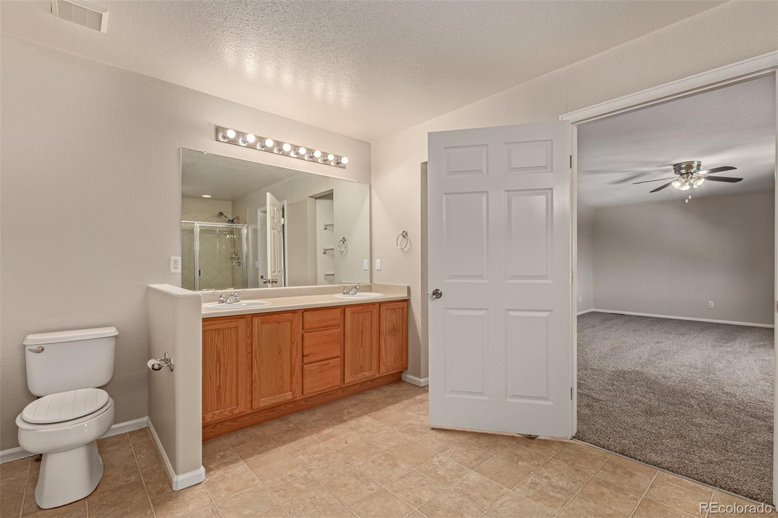 5344 North Perth Street Denver, CO 80249 - Photo 31 of 39 a spacious bathroom with a toilet a sink and mirror