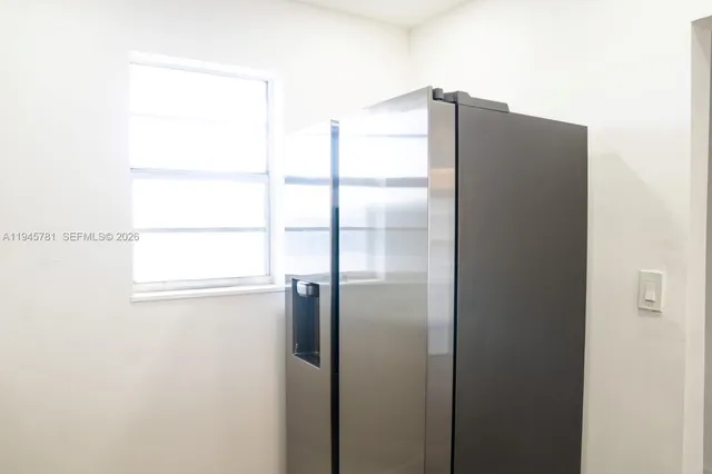 a close view of a refrigerator in kitchen