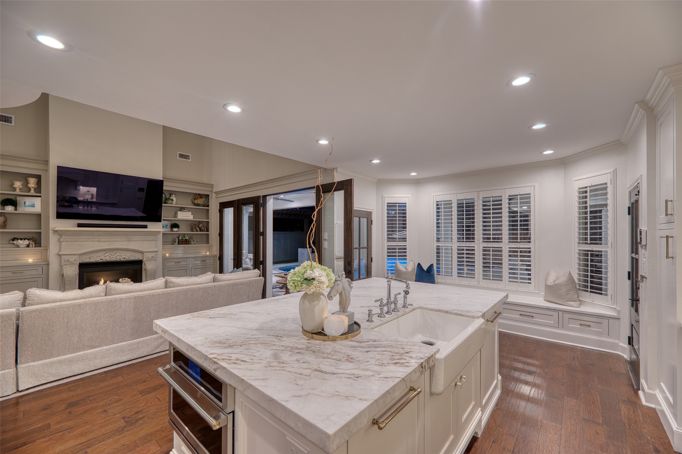 19522 Tamarack Way Houston, TX 77094 - Photo 17 of 50 a living room with fireplace furniture and a wooden floor