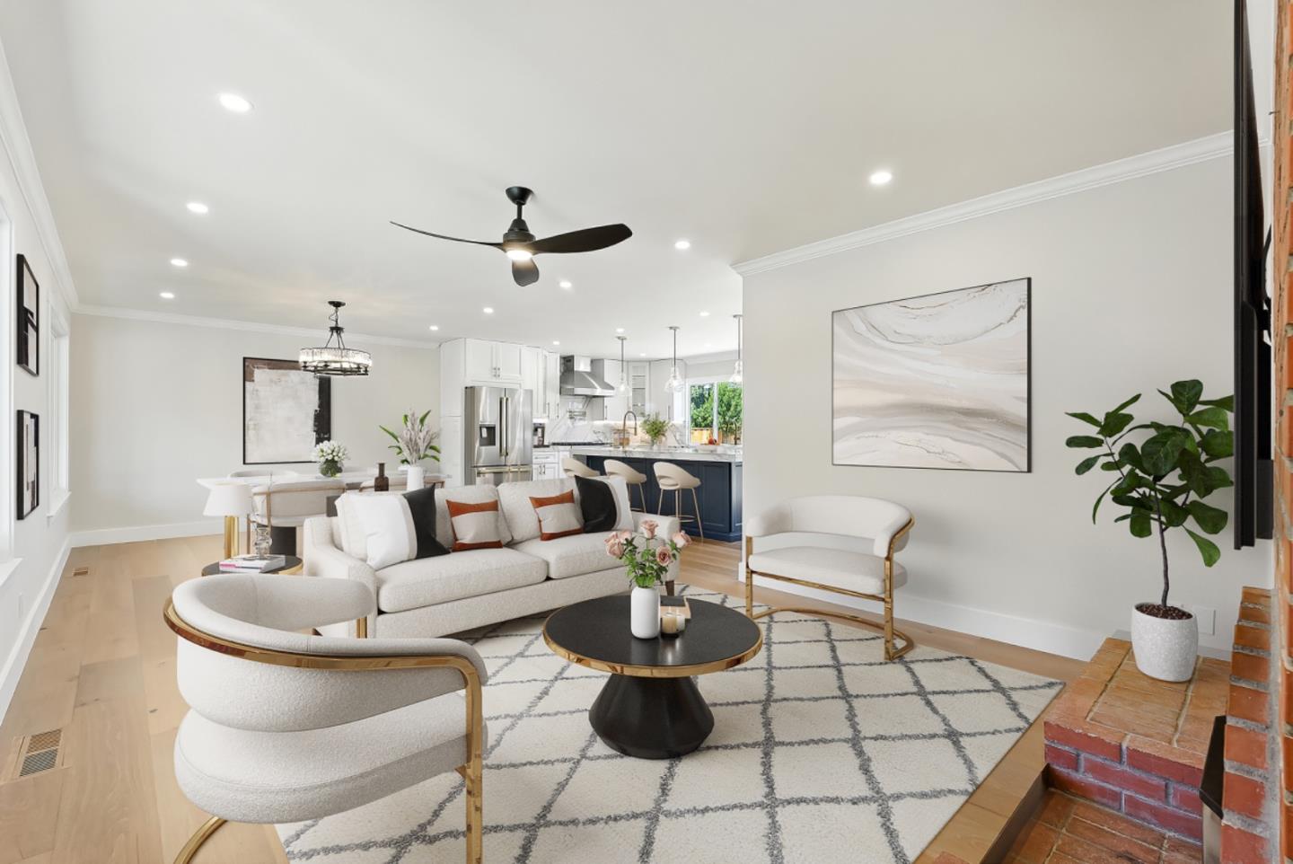 5701 Lewis Way Concord, CA 94521 - Photo 8 of 54 a living room with fireplace furniture and a potted plant