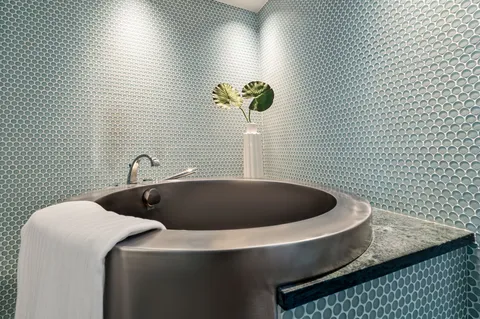 a front view of a multi story building