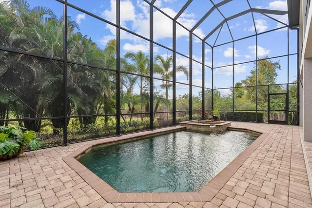 a view of outdoor space and swimming pool