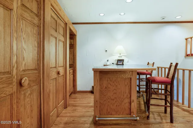 a dining room with furniture