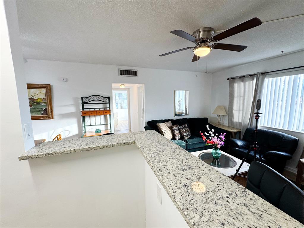 310 South Cypress Road, Unit 729 Pompano Beach, FL 33060 - Photo 9 of 30 a living room with granite countertop furniture and a wooden floor