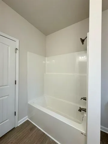 a bathroom with a bathtub
