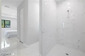 a bathroom with a bathtub