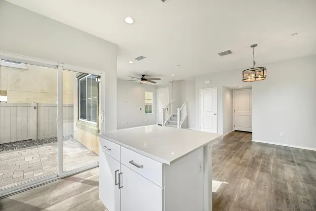 a view of kitchen and windows