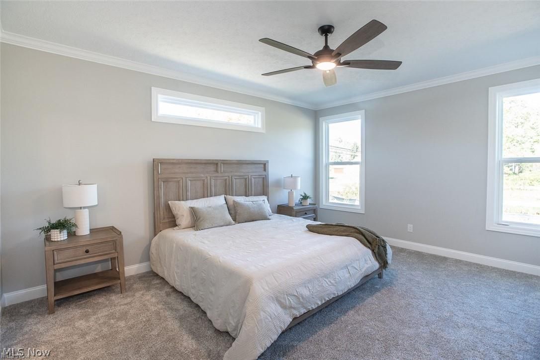 34286 Brookside Lane North Ridgeville, OH 44039 - Photo 23 of 50 Bedroom with crown molding, carpet, and a ceiling fan