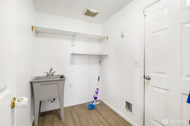 a view of a room with storage