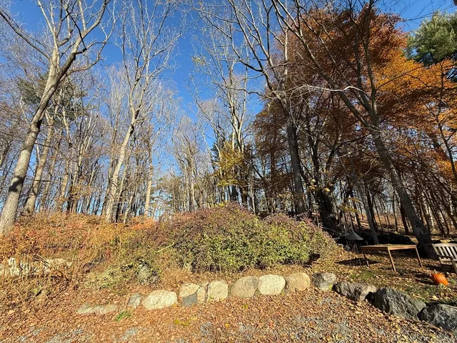 a view of a yard covered with snow in the back