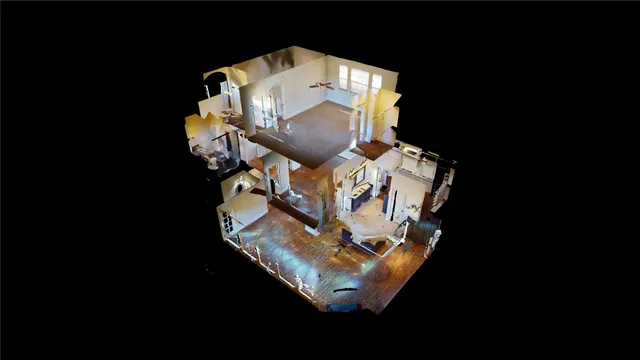 a view of furniture in wooden floor