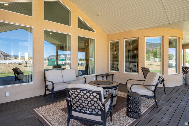 3311 West Allard Summit, UT 84772 - Photo 86 of 97 Spacious covered patio featuring composite decking and a stucco exterior with large windows