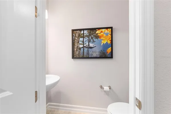 a view of a lake with a big yard