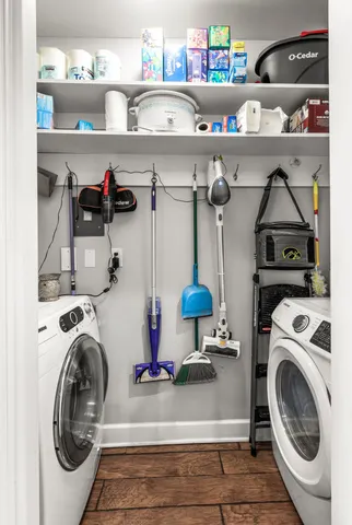 a bathroom with a double vanity sink and mirror