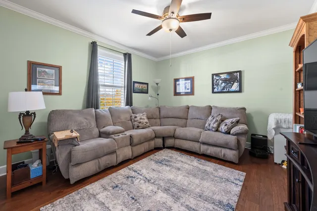 a view of a balcony with furniture