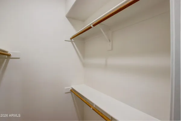 a view of small space with racks on the wall