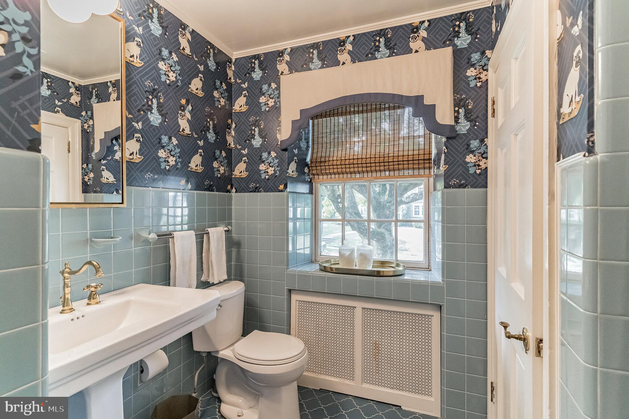 1413 Pepper Road Jenkintown, PA 19046 - Photo 32 of 65 a bathroom with a sink a toilet and a mirror