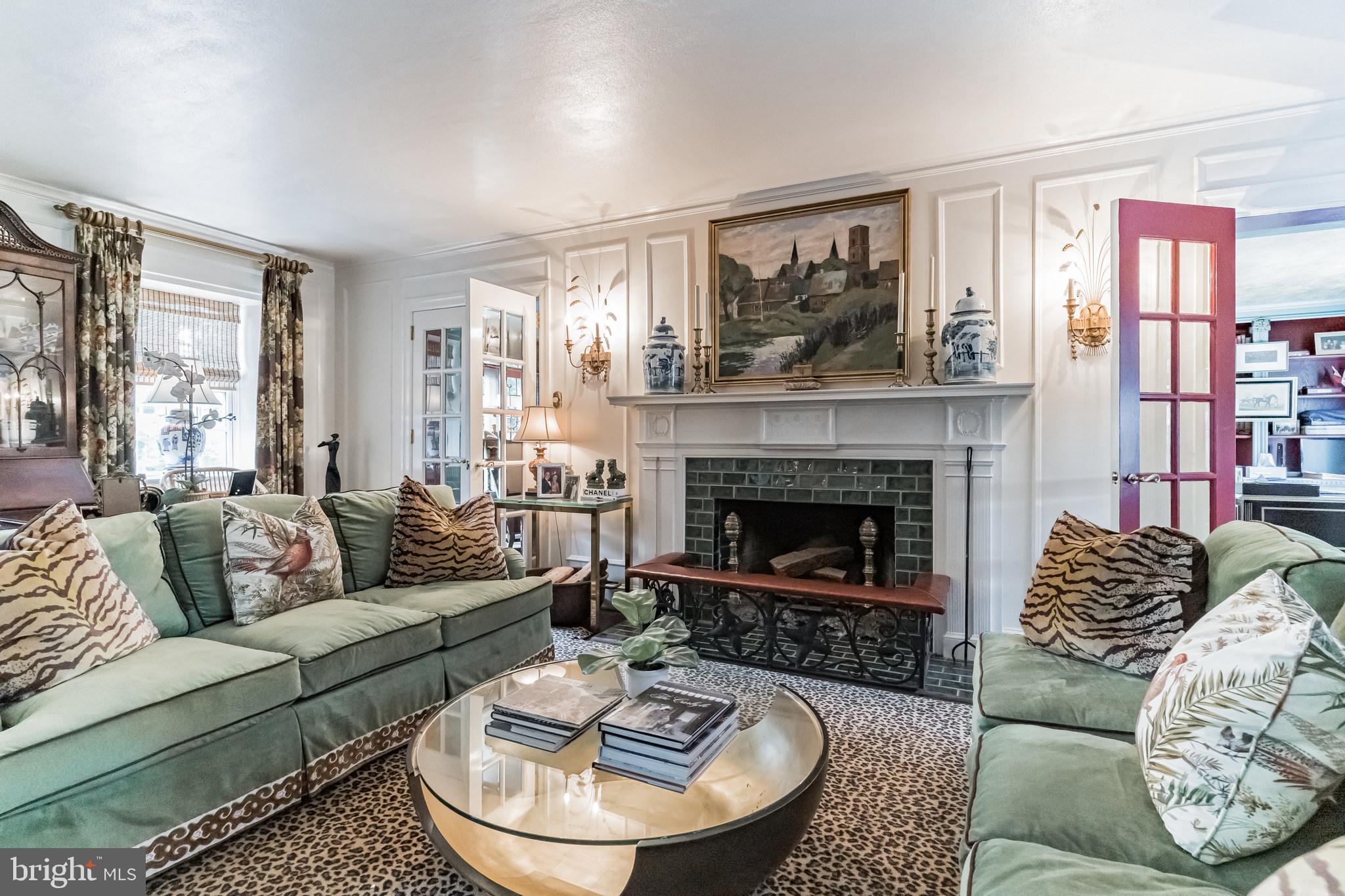 1413 Pepper Road Jenkintown, PA 19046 - Photo 5 of 65 a living room with furniture and a fireplace