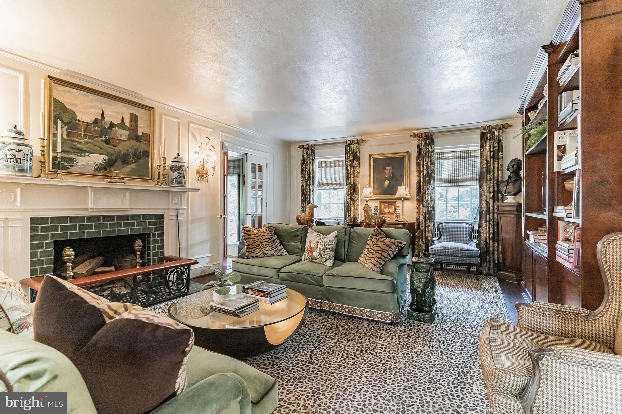 1413 Pepper Road Jenkintown, PA 19046 - Photo 6 of 65 a living room with furniture and a fireplace