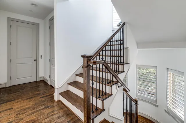 a view of entryway with wooden floor