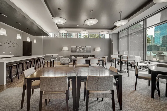 a view of a dining area with furniture