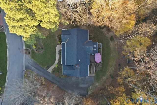 an aerial view of a house