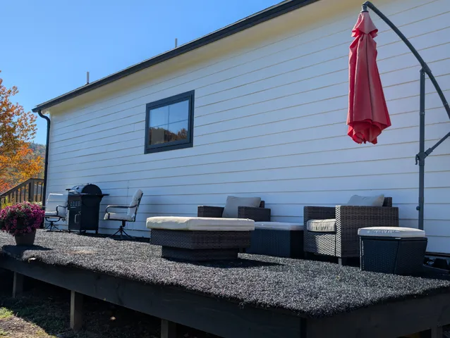 a house view with a seating space