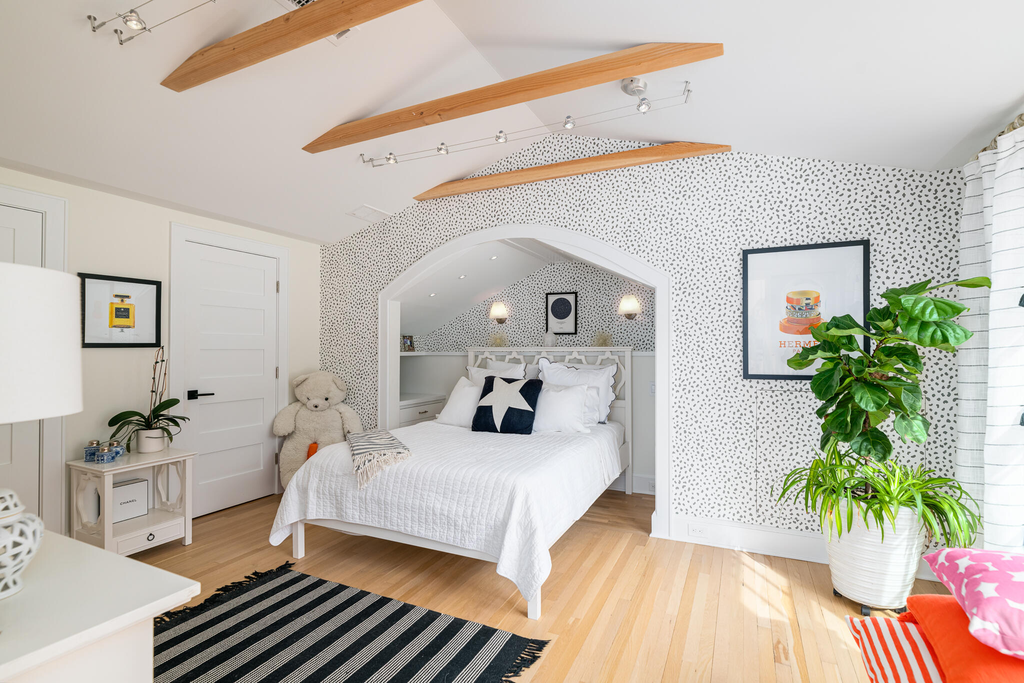 65 Mill Road New Canaan, CT 06840 - Photo 33 of 42 a bedroom with a bed and a potted plant