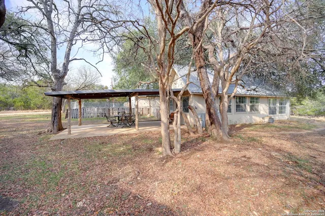a view of house with yard and a tree