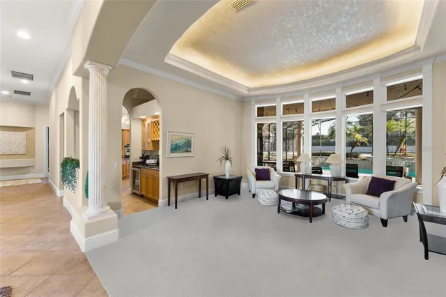 a view of hallway with livingroom