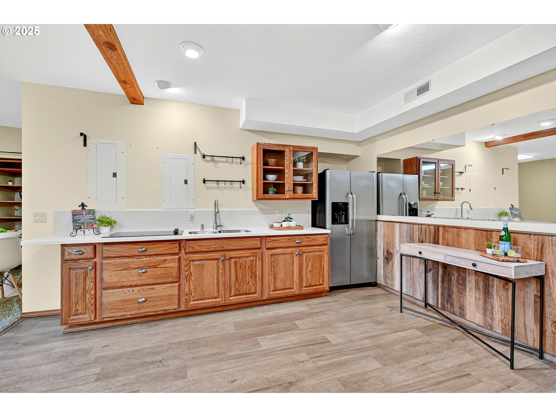 37902 Southeast Porter Road Estacada, OR 97023 - Photo 20 of 48 a kitchen with stainless steel appliances sink refrigerator and wooden floor