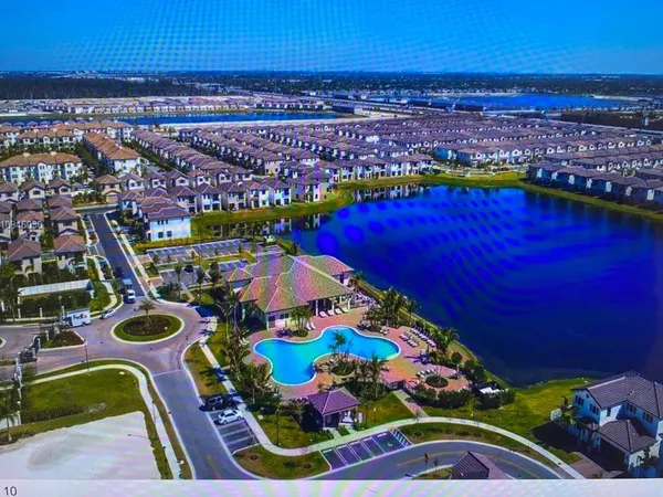 a view of an outdoor space with a swimming pool