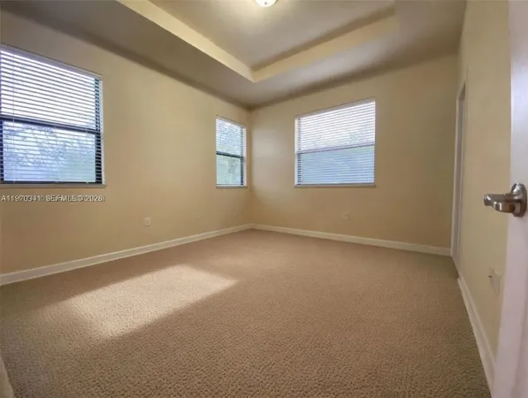 an empty room with a workbench
