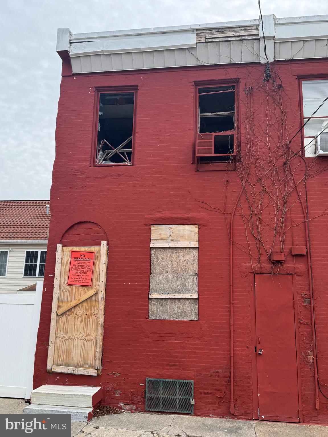 a front view of a building