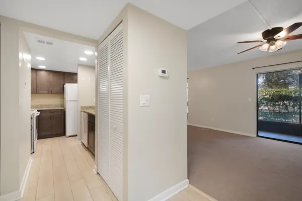 a room with furniture and a potted plant