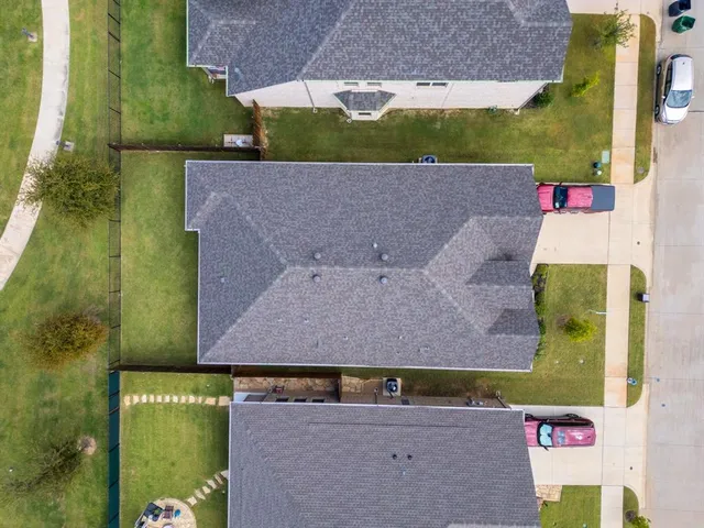 an aerial view of a house