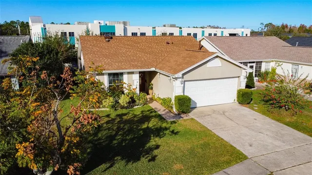 an aerial view of a house