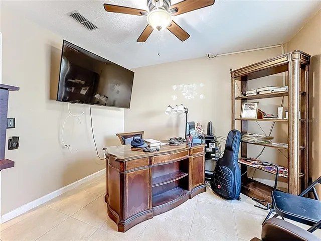 a workspace with furniture