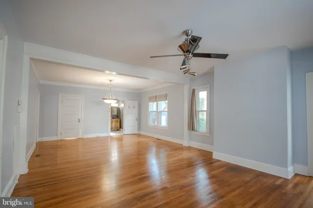 a view of a livingroom with a chandelier