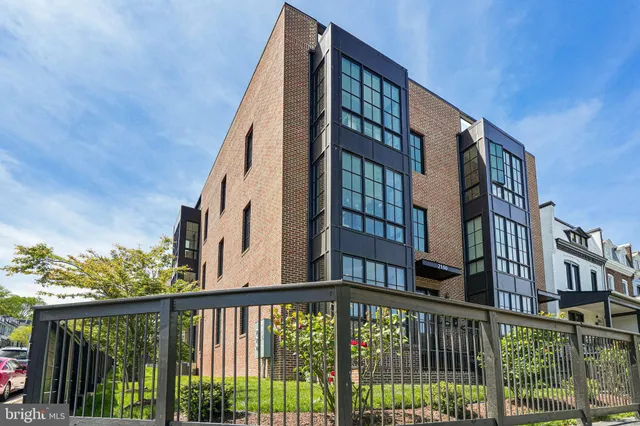 a view of a building from a balcony
